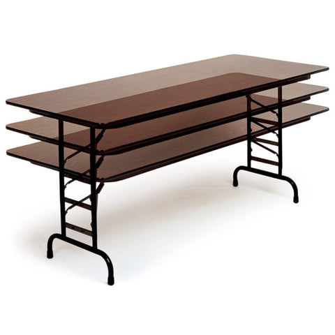Correll 30"x96" Commercial Duty Adjustable Height Folding Table, Gray Granite Melamine Top 5/8" Thick Core, Made in The USA, Steel Apron (CFA3096M-15)