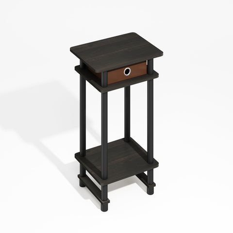 Furinno Turn-N-Tube Tall End Table Side Table with Bin Black Espresso/Brown