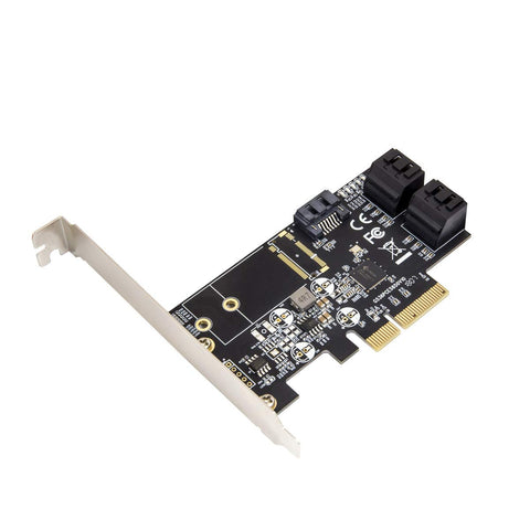 Internal 5 Port Non-Raid SATA III 6GB/S Pci-E X4 Controller Card for Desktop PC Support SSD and HDD with Low Profile Bracket. JMB585 Chipset SI-PEX40139