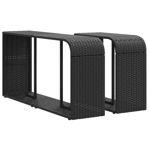 vidaXL Black Poly Rattan Storage Shelves â€“ Set of 2 â€“ Outdoor/Garden/Patio/Backyard â€“ Durable and Weather- â€“ Powder-Coated Steel Frame â€“ Ample Storage Space â€“ Modular Design â€“ Sizes: 44.1"x10.6"x2...