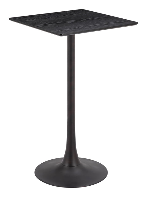 Valleta Bar Table Black, Black Bar Table, Modern Style, Faux Wood MDF Square Shape Tabletop, Steel, Indoor Bar, 23.8" W x 23.8" D x 41.7" H