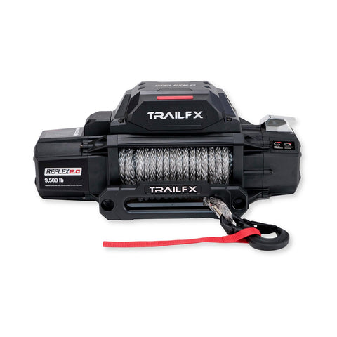 TrailFX WRS295B Reflex 2.0 Winch; 9.5K Capacity; 94 ft Synthetic Rope; Aluminum Hawse Fairlead; Wired/Wireless Remote; Integrated Solenoid; 3 Stage Planetary Gear Drive; Load Warning Indicator