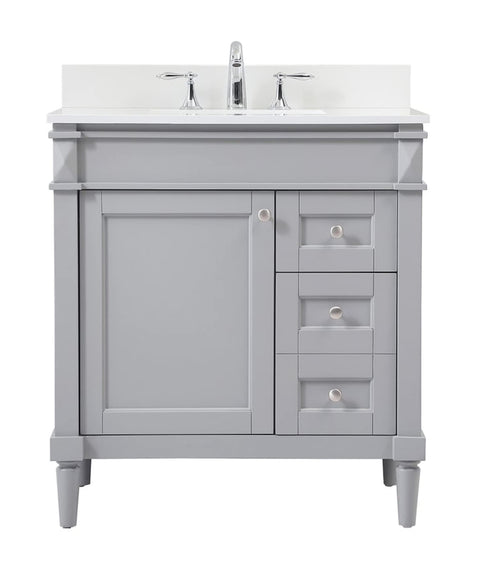 Elegant Decor Indoor Modern Under Sink Bathroom Fixtures Storage Organizer Cabinet 32 inch Single Bathroom Vanity - Grey with backsplash