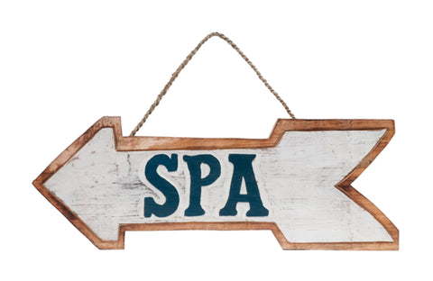 RAM Outdoor Decor Hand Painted Wooden Spa Arrow Design Wall Art Sign