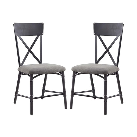 ACME Set of 2 Side Chair in Gray and Sandy Black Finish