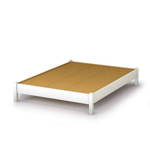 FastFurnishings Full Size Simple Platform Bed in White Finish - Modern Design