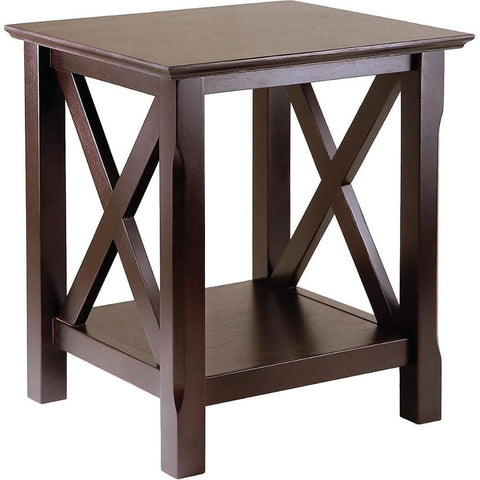 Oakestry Xola End Table Modern Furniture Accent Stand with Lower Shelf Compact Side Structure Wooden Square Profile Cappuccino Finish Tabletop Suitable for Living Room Bedroom Office or Study
