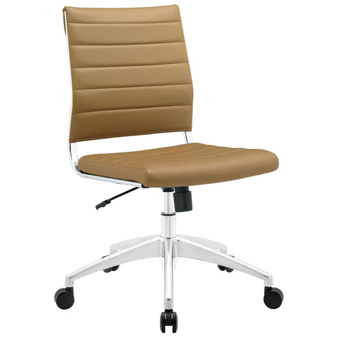 Modway Jive Ribbed Armless Mid Back Swivel Conference Chair In White