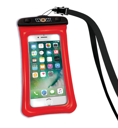 Wow Sports Waterproof Phone Pouch - Red - 5 x 8 in - Floats - Snowproof, Dustproof, Sandproof - Up to 80 ft