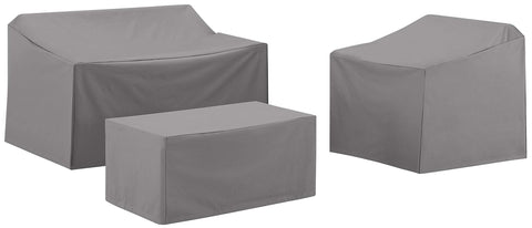 3Pc Outdoor Furniture Cover Set Gray - Loveseat, Chair, & Coffee Table
