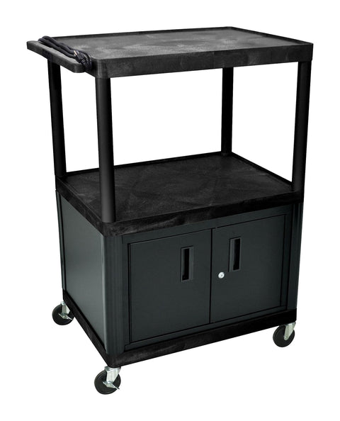 LUXOR LP48CE-B 48" H AV Cart - 3 Large Shelves Cabinet