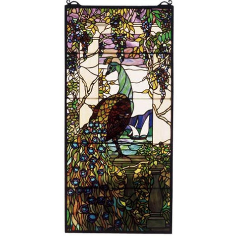 19 Inch W X 40 Inch H Tiffany Peacock/Wisteria Window Windows