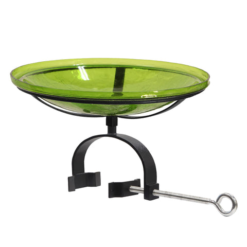 Achla Designs 201-1031 14" Fern Green Crackle Glass Rail Bracket Birdbath
