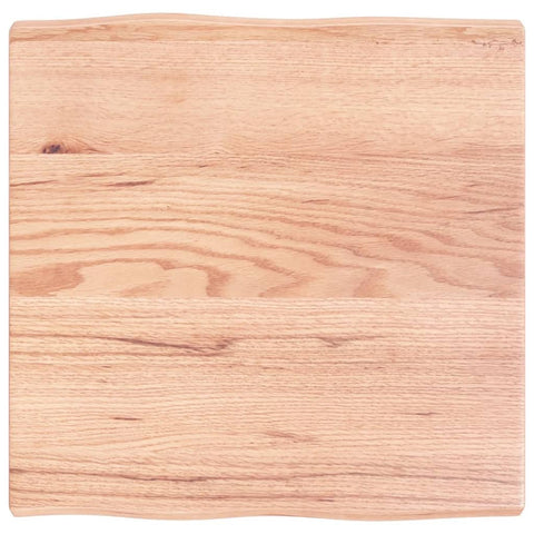 vidaXL Light Brown Solid Oak Wood Table Top, 23.6"x23.6"x1.6", Live Edge Design, Varnished Surface, for Home and Office Use