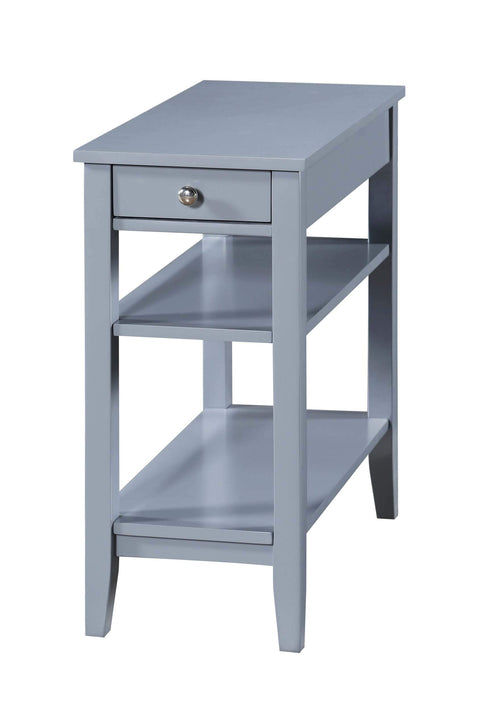Convenience Concepts American Heritage Chairside End Table with Drawer 23.5" - Classic Living Room Table with Storage Shelf, Bedroom Nightstand, Gray