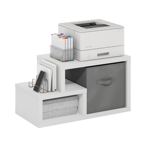 Furinno Viola Multipurpose Shelf, with Storage Bin, White/Light Grey