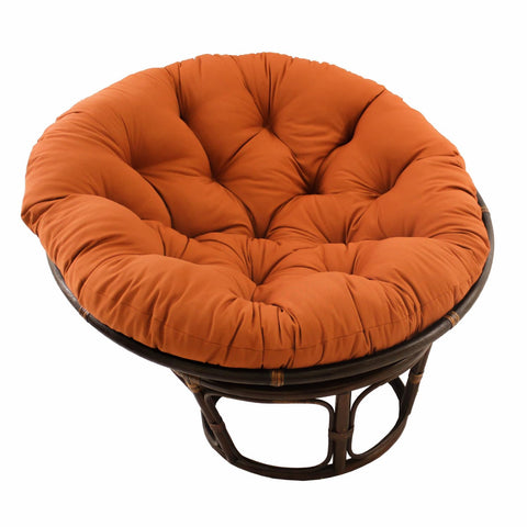 International Caravan Furniture Piece 42-Inch Rattan Papasan Chair with Solid Twill Cushion