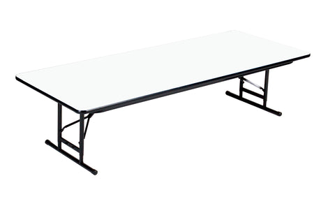 Correll 24"x72" Commercial Duty Adjustable Height Short Folding Table, White HP Laminate Top, Heavy Duty 3/4" Thick Core, USA Made (CFA2472PXS-36)