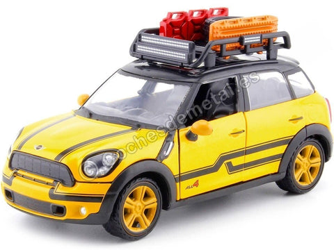 Motormax Mini Cooper S Countryman with Roof Rack and Accessories Yellow Metallic and Black City Classics Series 1/24 Diecast Model Car