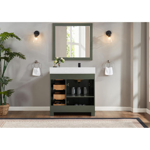 Legion Furniture Solid Wood Sink Vanity - Pewter Finish 36"
