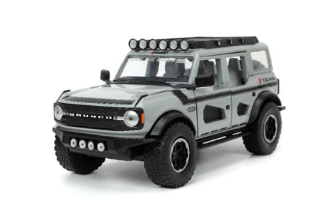 2021 Ford Bronco Gray with Black Stripes with Roof Rack Own the Night Just Trucks Series 1/24 Diecast Model Car by Jada