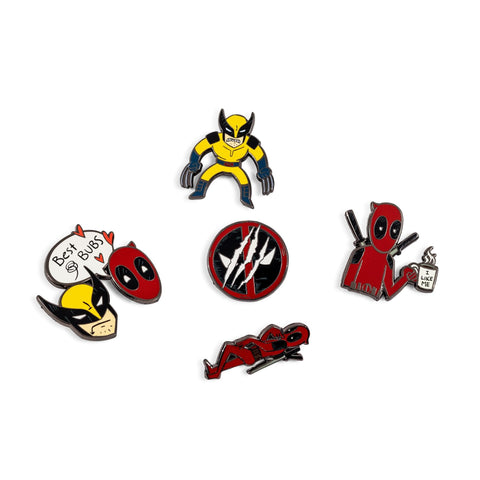 Marvel Studios Deadpool & Wolverine 5-Piece Enamel Pin Set | Metal Badge Accessories For Lanyard, Backpack, Clothes