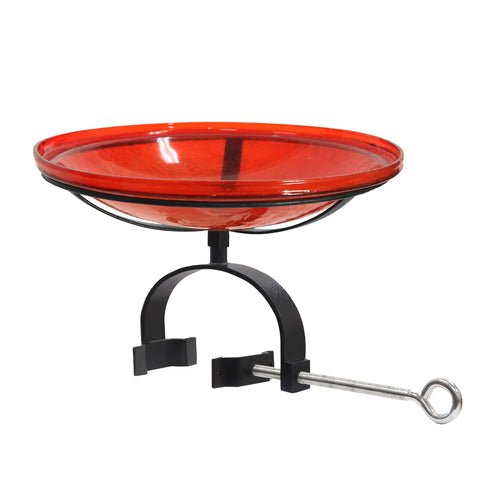 Achla Designs 201-1033 14" Red Crackle Glass Rail Bracket Birdbath