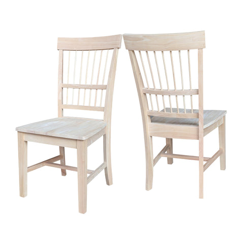 IC INTERNATIONAL CONCEPTS Set of Two Solid Wood Clayton Chairs in Unfinished