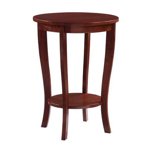Convenience Concepts American Heritage Round End Table with Shelf, Mahogany