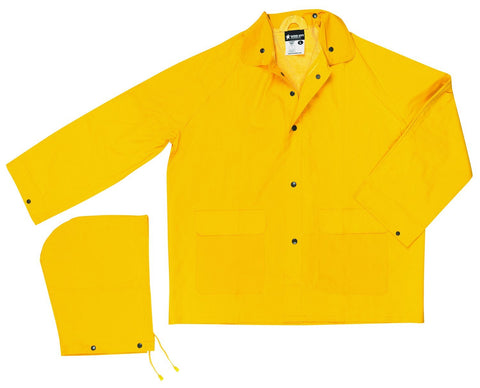 MCR Safety 200JX5 Classic PVC/Polyester Jacket with Detachable Hood, Yellow, 5X-Large