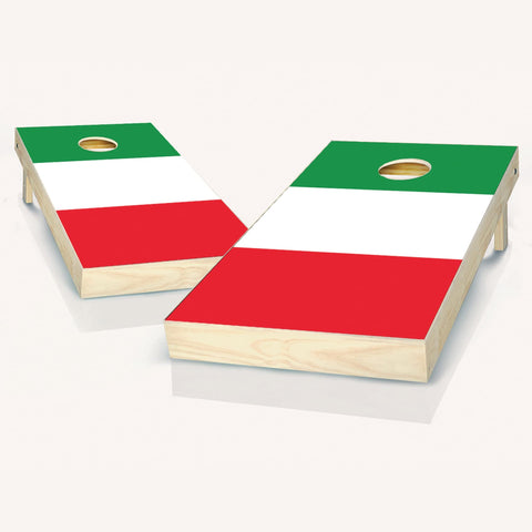 Skip's Garage Italian Flag Cornhole Set - 2x4 Boards (All Weather Bags) - Include Case + Edge Lights