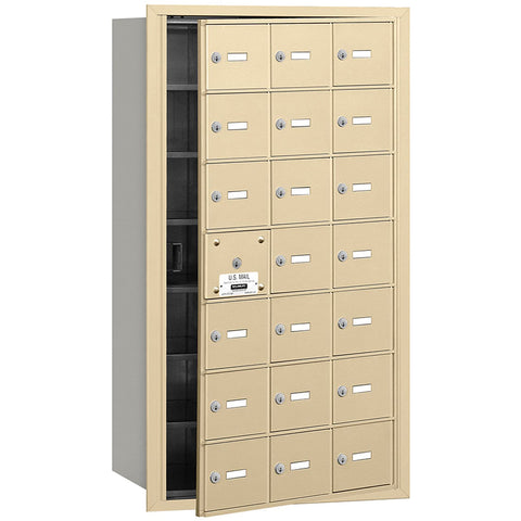 Salsbury Industries 3621SFP 4B Plus Horizontal Mailbox with Master Commercial Lock, 21 A Doors 20 Usable, Front Loading, Private Access, Sandstone