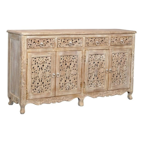 Moti Carter 66" 4-Door and 4-Drawer Traditional Solid Wood Buffet in White Oak