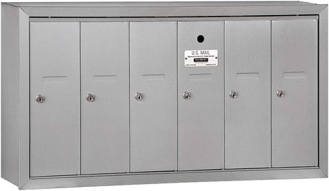 Vertical Mailbox - 6 Doors - Aluminum - Surface Mounted - USPS Access