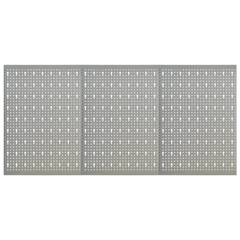 vidaXL Solid Steel Wall-mounted Peg Boards Set of 3 - Durable Workshop and Garage Tool Organizer with Perforated Panel Design, 47.2"x22.8"