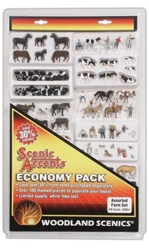 Woodland Scenics A2051 HO-Scale Economy Figure Assortment, Farm
