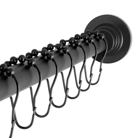 Kingston Brass SCC3110 Edenscape 60"-72" Stainless Steel Adjustable Tension Shower Curtain Rod with Rings, Matte Black