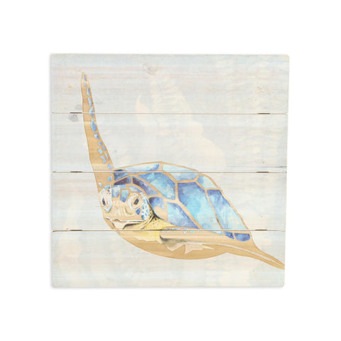 Coralia Swimming Sea Turtle Wooden Wall Art