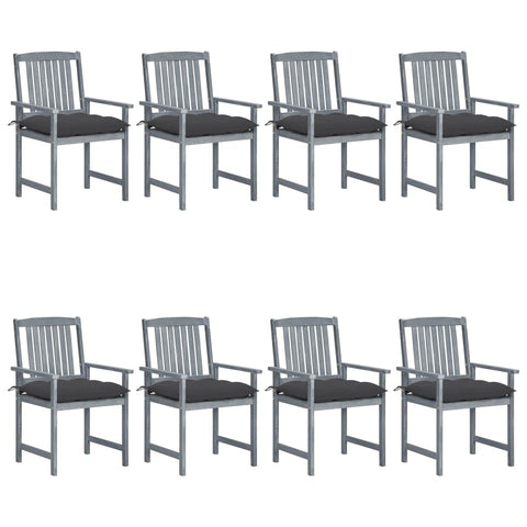 vidaXL - Patio Chairs 2 Pcs with Cushions Gray Acacia Wood - Outdoor/ic Garden Chairs, Modern Seating with Anthracite Cushions for Patio, Deck, Lounge Area - Seat Height 17.1", Dimensions 22.4" W ...