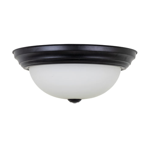 Yosemite Home Decor 2 Light Flushmount in Flat Black Finish with White Glass