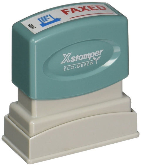 Xstamper(R) Pre-Inked, Re-Inkable Two-Color Title Stamp, "Faxed