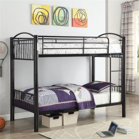 Acme Cayelynn Twin Over Twin Metal Bunk Bed in Black