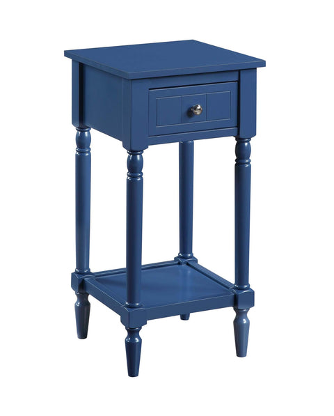 Convenience Concepts French Country Khloe 1 Drawer Accent End Table 14" - Traditional Farmhouse Side Table with Storage Drawer and Shelf for Living Room, Cobalt Blue
