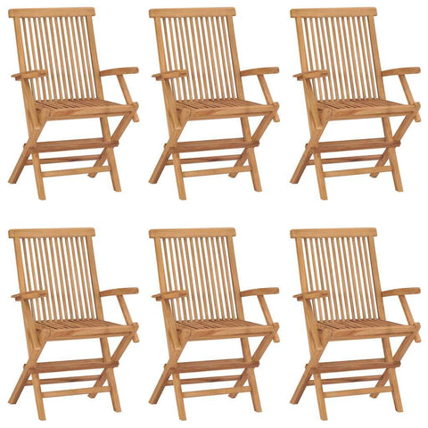 vidaXL Set of 6 Foldable Patio Chairs â€“ Durable, Weather-Resistant Teak Wood, Smooth Sanded Finish, Convenient Storage â€“ for Garden, Patio, Outdoor Furniture