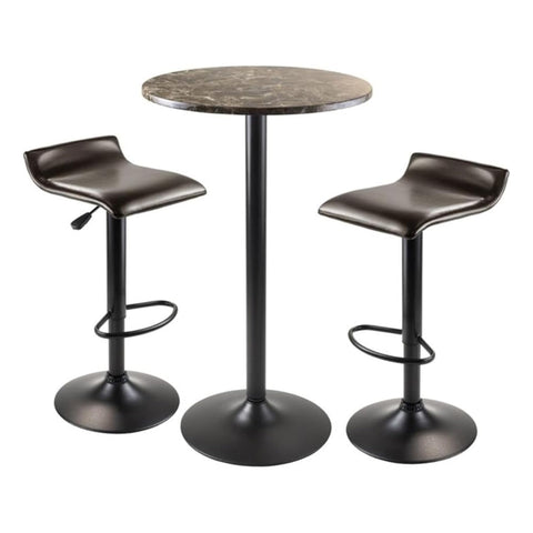 Oakestry Cora 3-Piece Round Pub Table Set Solid Wood High Table with 2 Swivel Stools, Modern Space-Saving Bar & Kitchen Dining Set, Compact Pub-Style Furniture for Home