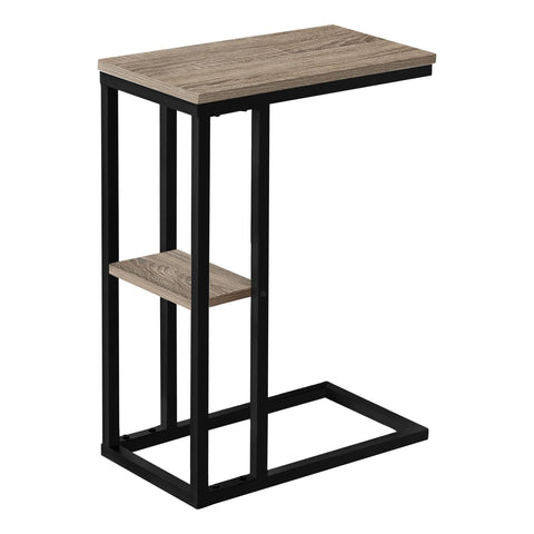 Monarch Specialties I 3672 Accent Table, C-Shaped, End, Side, Snack, Living Room, Bedroom, Metal, Laminate, Brown, Black, Contemporary, Modern