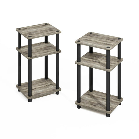 Furinno Turn-N-Tube Easy Assembly Stackable Standing Shelf French Oak/Black