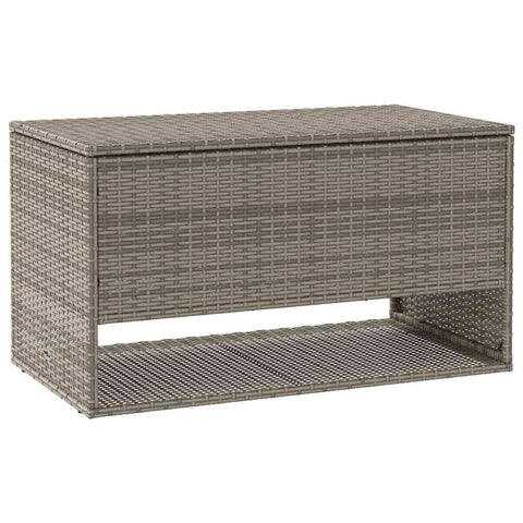 vidaXL Cushion Box - Grey PE Rattan Outdoor Storage for Patio/Garden/Balcony, 39.4x21.7x21.9 in, Weather-, Easy Assembly