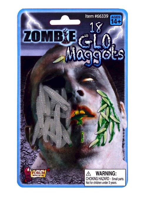 Set of 18 Glowing Zombie Costume Accessory Glo Maggots Gray