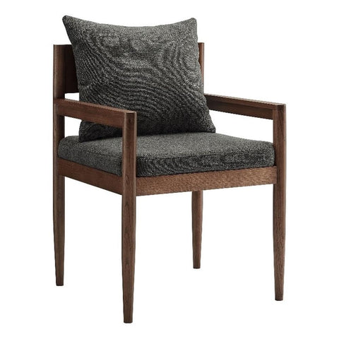 Modway Remington Mid-Century Modern Wood Fabric Dining Room Chair in Charcoal – with Open Back and Elm Wood Frame for Kitchen or Living Room